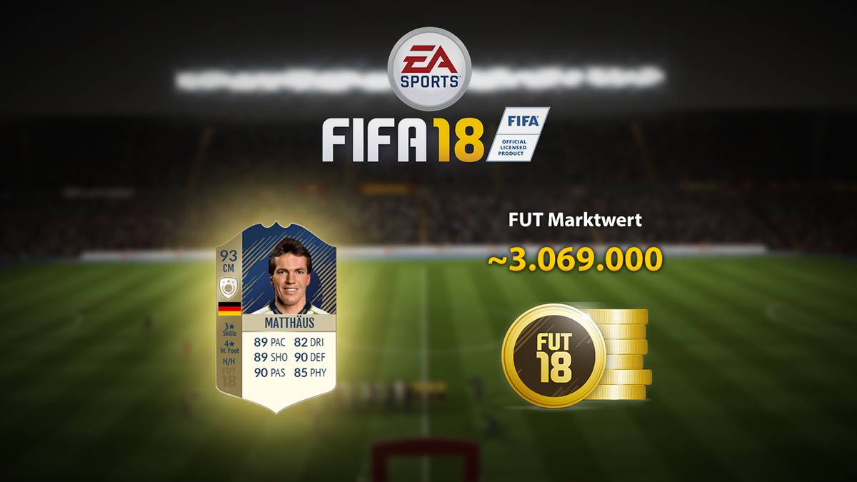 Der einzige Deutsche ist die Ikonen-Karte von Lothar Matthäus im zentralen Mittelfeld. Er kostet fast doppelt so viel wie der nächstgünstige Spieler im Team und knackt die 3-Millionen-Marke an FUT-Coins