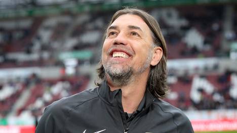 AUGSBURG, GERMANY - FEBRUARY 29: Martin Schmidt, head coach of Augsburg smiles prior to the Bundesliga match between FC Augsburg and Borussia Moenchengladbach at WWK-Arena on February 29, 2020 in Augsburg, Germany. (Photo by Alexander Hassenstein/Bongarts/Getty Images)