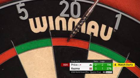 Gerwyn Price hat im Viertelfinale mit Mardas Razma keine Problem und zieht mit einem 3:0-Erfolg ins Halbfinale ein.