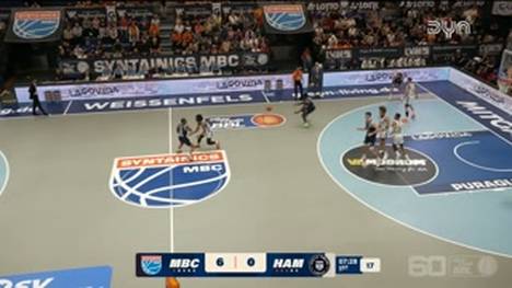 Die BBL-Highlights der Basketball-Partie SYNTAINICS MBC - Veolia Towers Hamburg im Video.