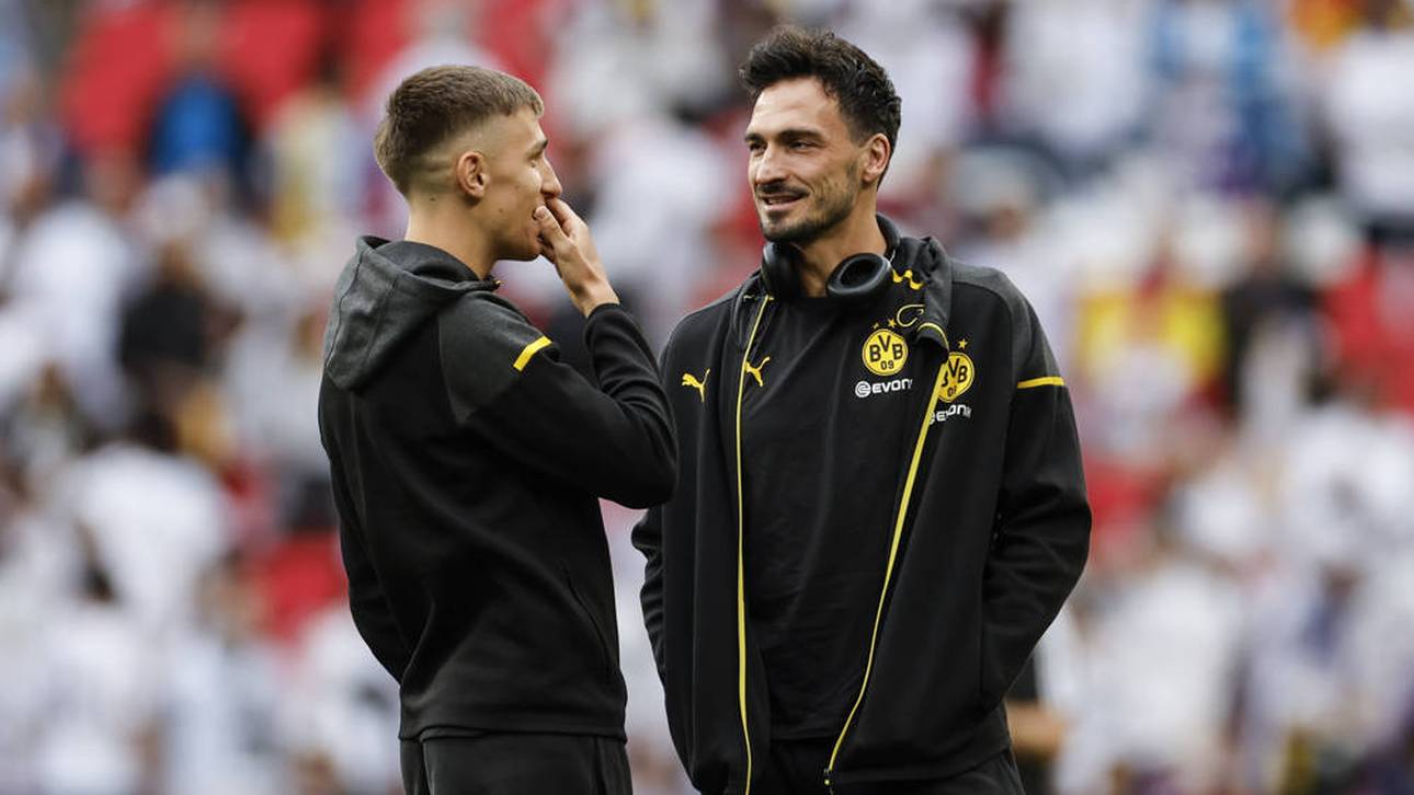 Nico Schlotterbeck (l.) und Mats Hummels (r.) beim Champions-League-Finale 2024