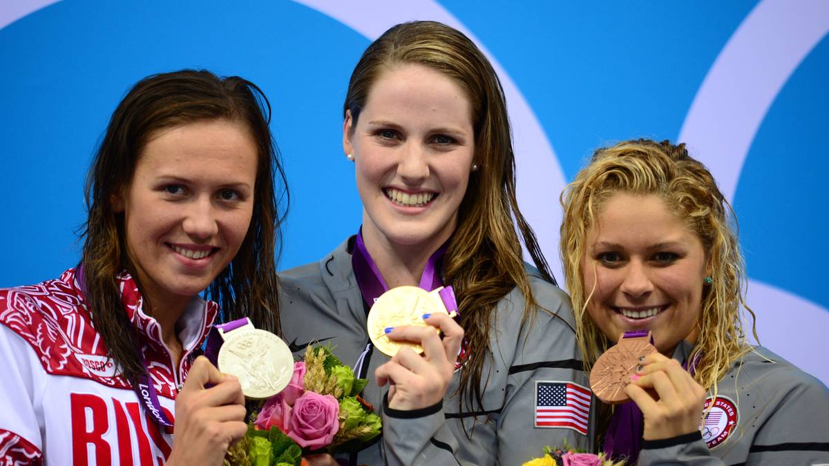 Missy Franklin (M.) holte bei Olympia in London 2012 viermal Gold