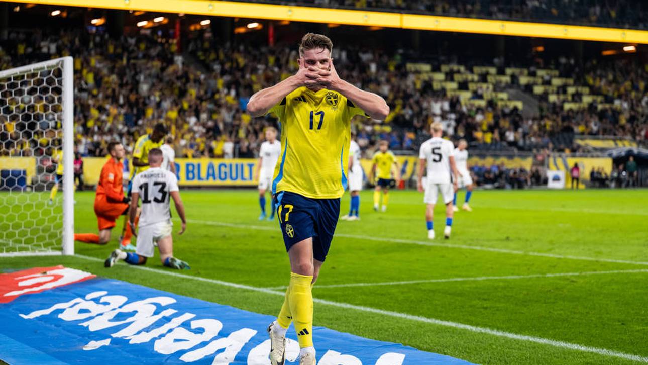 Viktor Gyökeres bejubelt seinen Doppelpack gegen Estland 