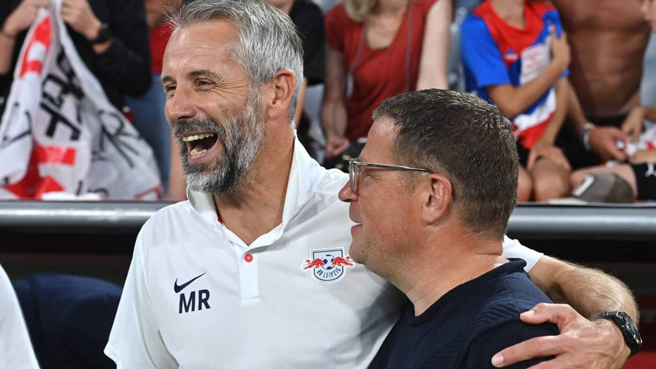 Bei Leipzig haben sie am Ende des kniffligen Transfer-Sommers 2023 gut lachen: RB-Trainer Marco Rose (links) und Geschäftsführer Sport Max Eberl