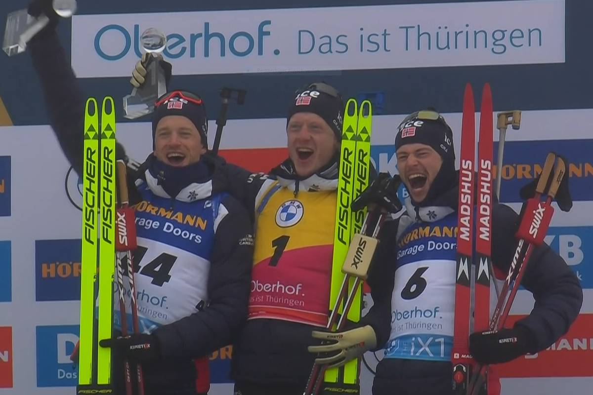 Beim Sprint der Herren in Oberhof waren die Norweger mal wieder nicht zu stoppen und fuhren am Ende mit  Johannes Thingnes Bö, Bruder Tarjei Bö, Sturla Holm Lägreid  und Johannes Dale waren nicht zu schlagen 