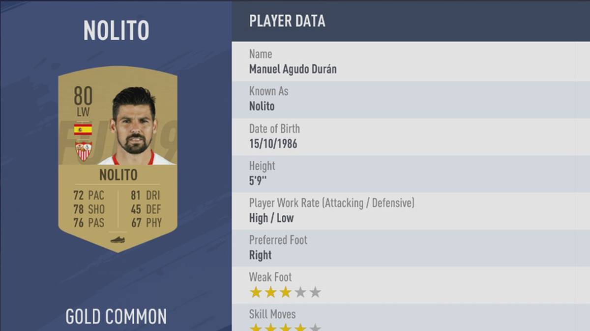 PLATZ 9: NOLITO - STÄRKE 80 - FC SEVILLA