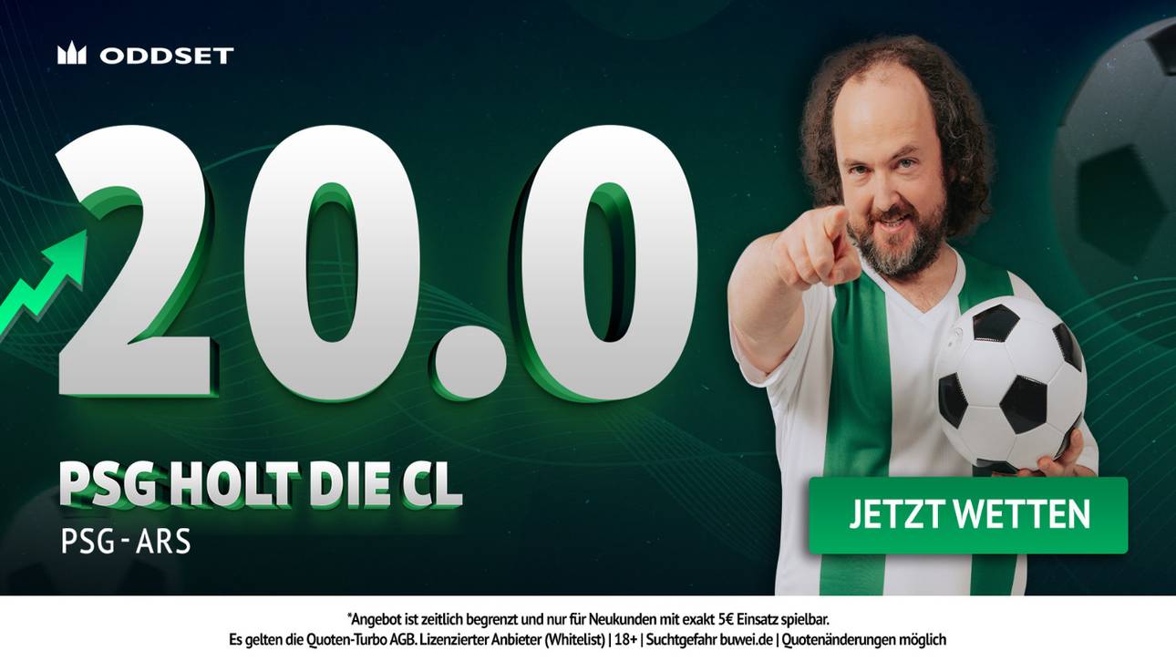 20,00er Quote auf PSG-Titel! ODDSET mit dem Mega-Boost zum Champions League Finale!