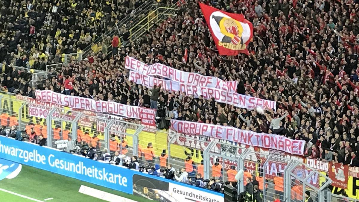 Auch die Bayern-Fans in Dortmund protestierten noch einmal gegen die Super League