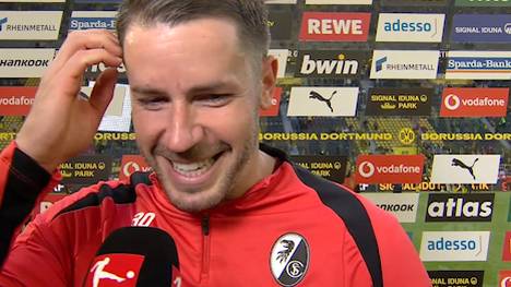 Christian Günter verliert mit dem SC Freiburg erneut in Dortmund. Der Rekordspieler der Breisgauer nimmt die 0:4-Niederlage in gewisser Hinsicht mit Humor auf seine eigene Art und Weise.
