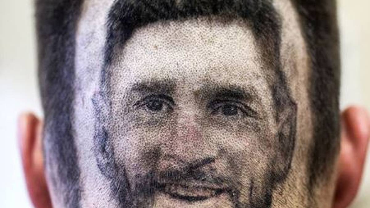 Kreativ präsentiert sich auch dieser Fan von Messi - mit dem einrasierten Konterfei seines Idols auf dem Kopf