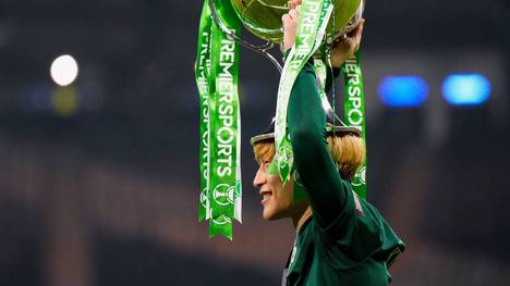 Kyogo Furuhashi und Celtic Glasgow bejubeln den Sieg im Ligapokal