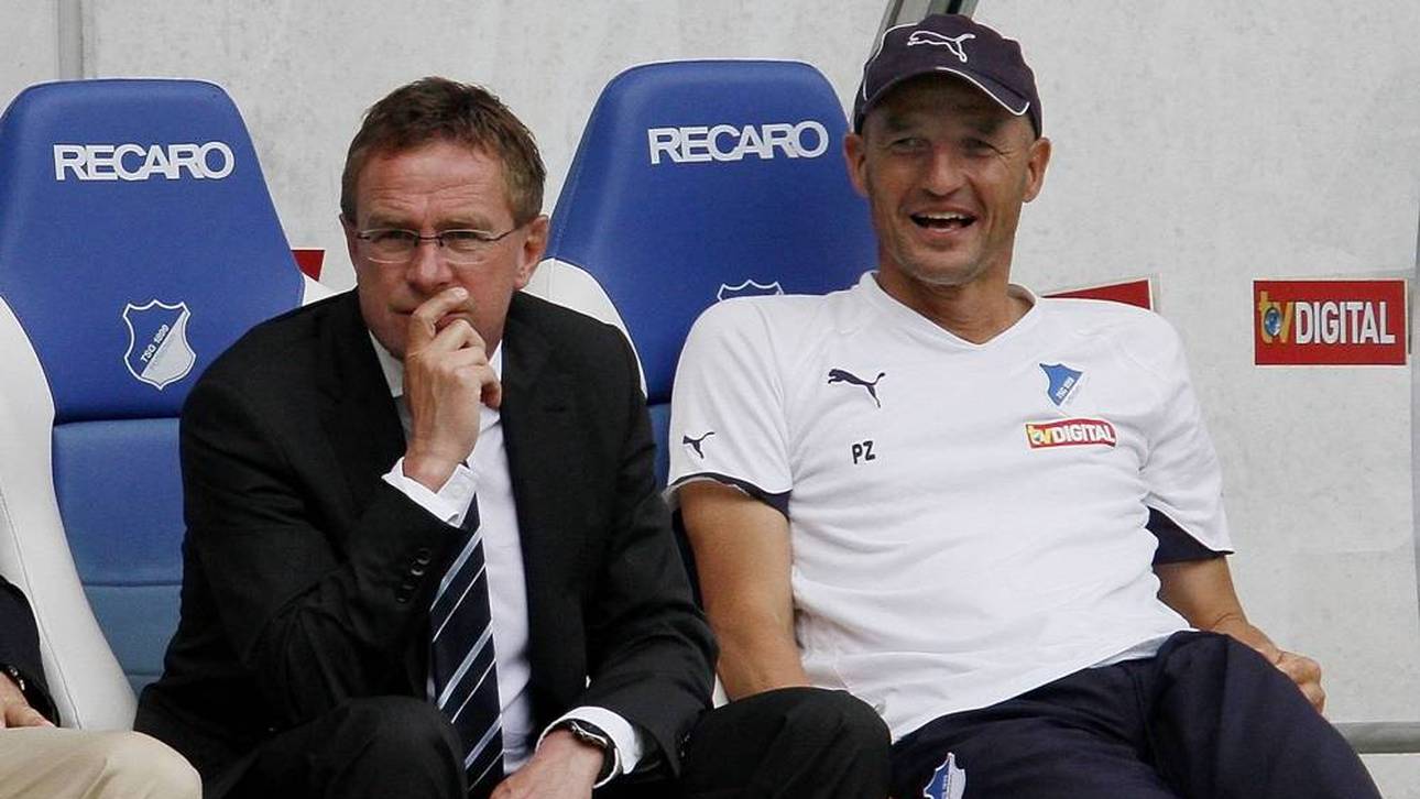 Peter Zeidler (r.) war in Hoffenheim Co-Trainer von Ralf Rangnick (l.)