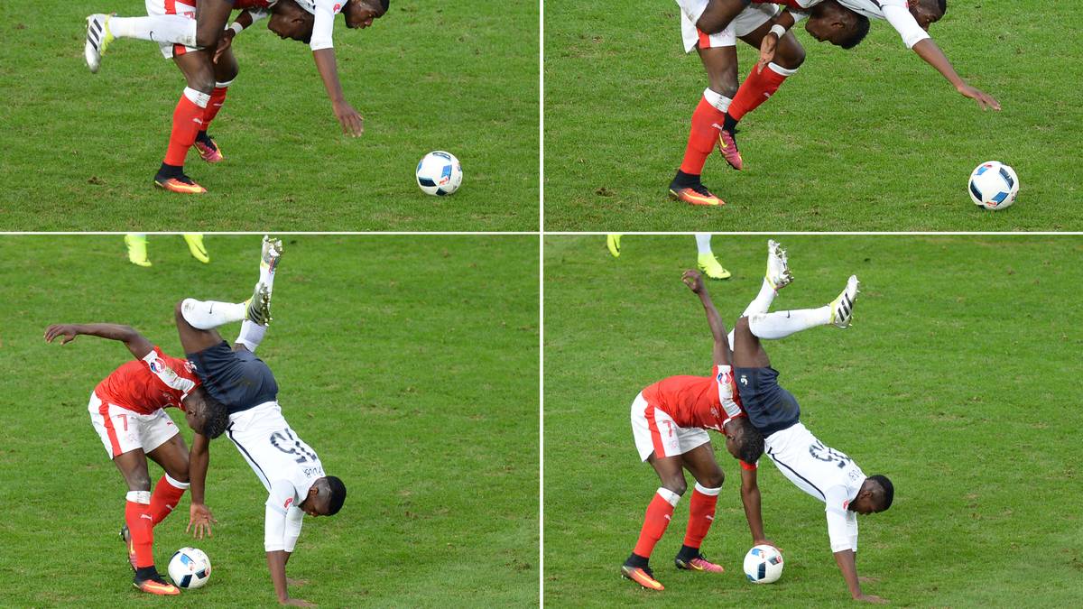 Überholversuch geklappt. Paul Pogba macht es gegen Breel Embolo auf die clevere Art