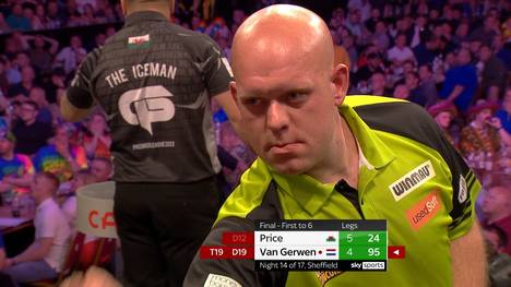 Gerwyn Price gewinnt den 14. Spieltag der Premier League of Darts im Finale gegen Michael van Gerwen mit 6:5. Im Viertelfinale bezwang er Gary Anderson mit 6:4 und im Halbfinale Joe Cullen mit 6:3.