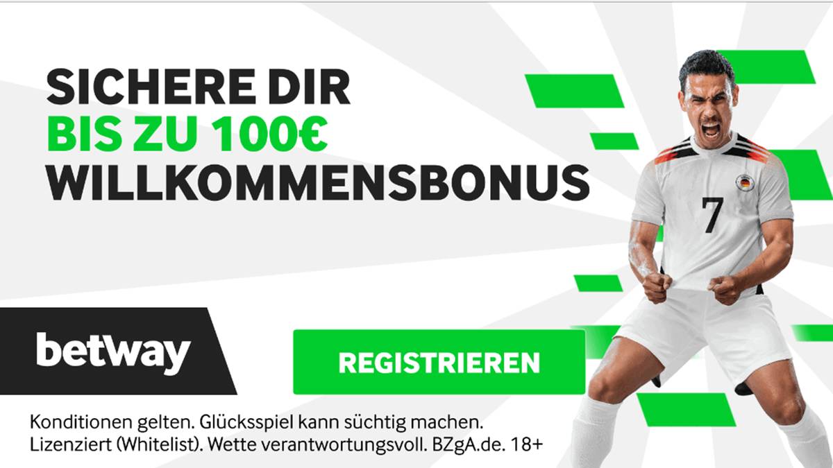 Mit dem Bonus von Betway erhalten Neukunden eine Wettguthaben von bis zu 100 €. (18+ | AGB gelten)