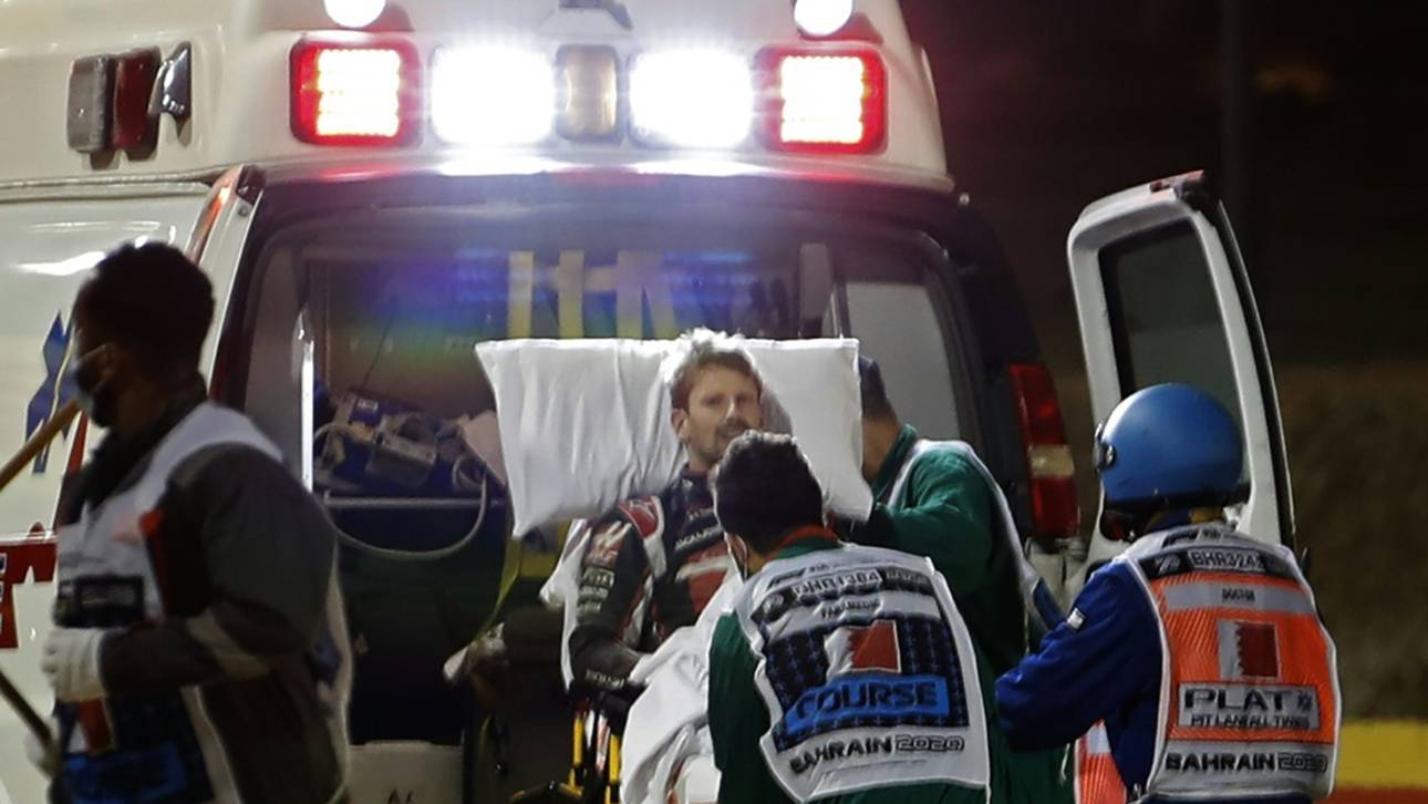 Keine Brüche, Verbrennungen an den Händen: Grosjean bleibt über Nacht im Krankenhaus