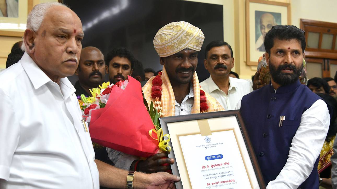 Srinivas Gowda wurde für seinen Rekord ausgezeichnet