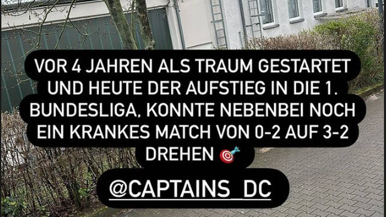 Marcel Althaus feiert den Aufstieg in die 1. Darts Bundesliga