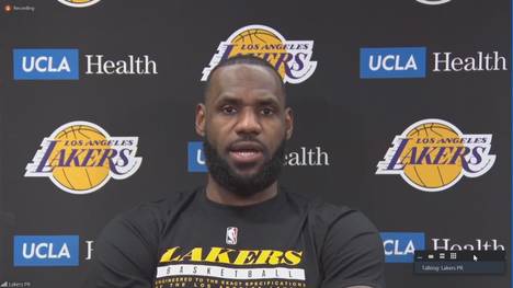 Die Lakers-Stars LeBron James und Anthony Davis äußern sich nach dem Sieg gegen die Oklahoma City Thunder zu dem Transfer von James Harden von den Houston Rockets zu den Brooklyn Nets.