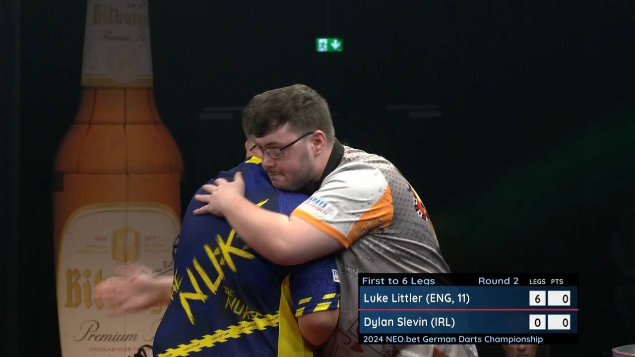 German Darts Champion­ship: Luke Littler fügt Dylan Slevin den White Wash zu