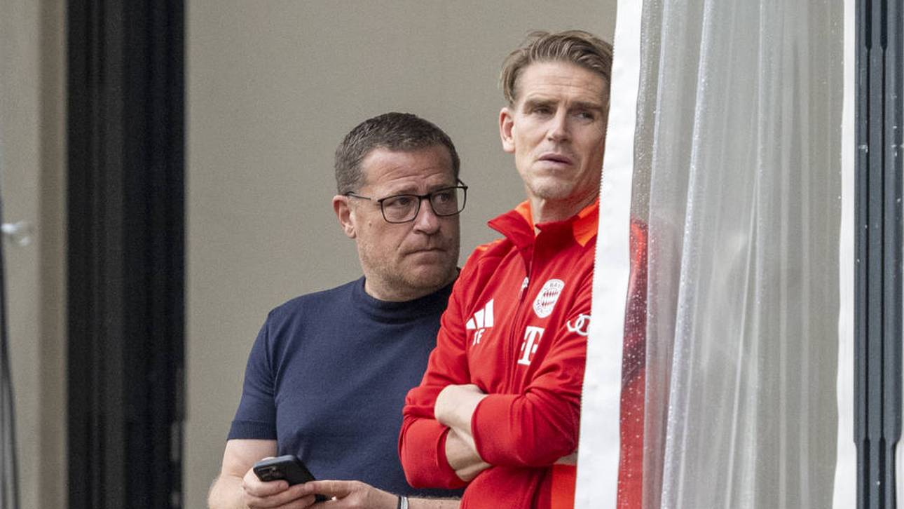 Christoph Freund (r.) und Max Eberl arbeiten beim FC Bayern seit März 2024 zusammen