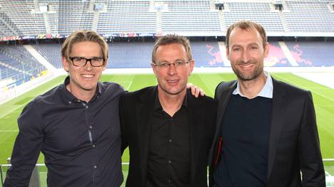 Christoph Freund, Ralf Rangnick und Jochen Sauer von Red Bull Salzburg