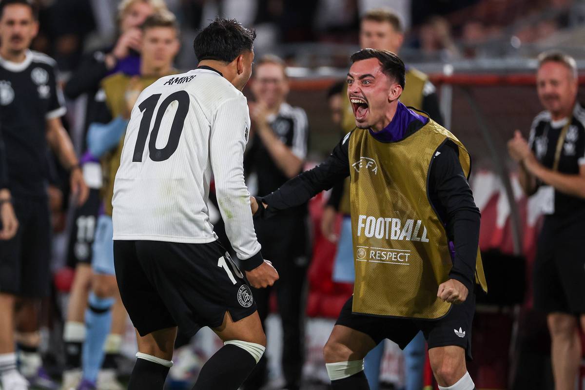Nadiem Amiri erzielt im WM-Qualifikationsspiel gegen Nordirland nicht nur das wichtige 2:1, sondern auch sein erstes Länderspieltor. Hinterher erklärt er seinen Jubel.