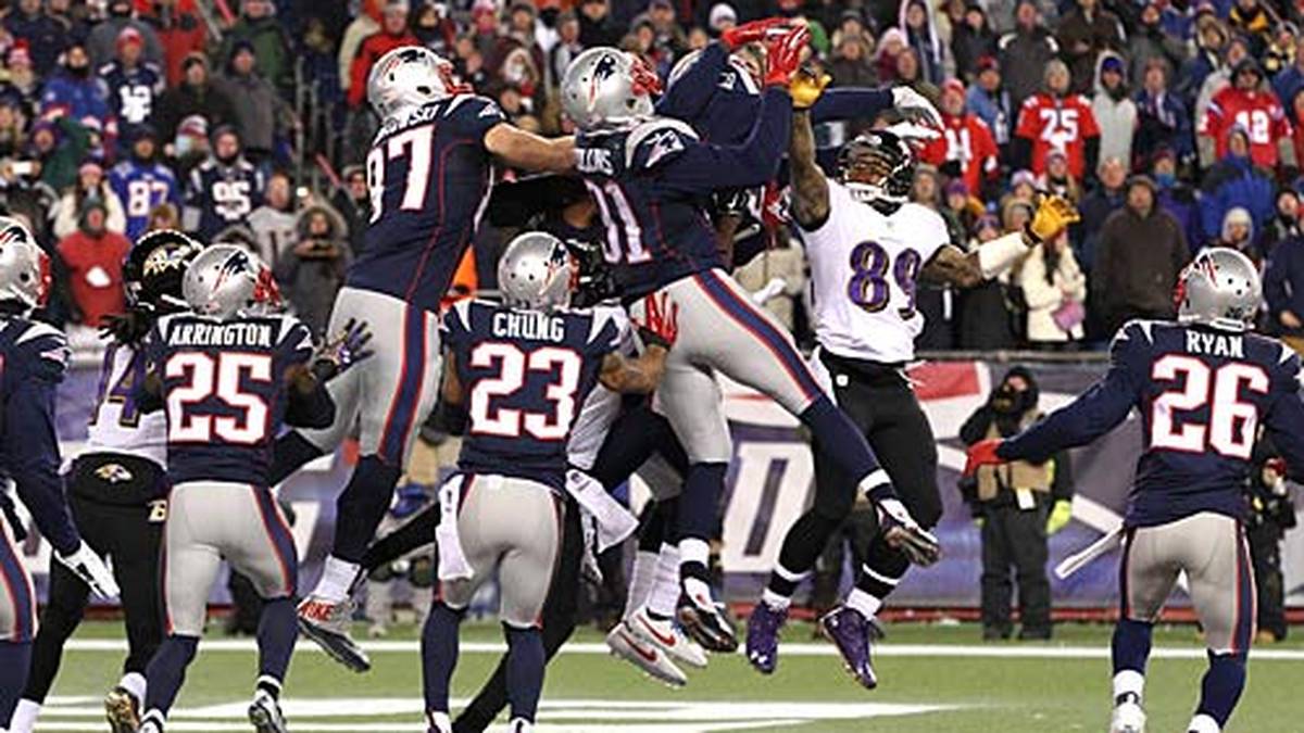 Das letzte Aufbäumen der Ravens ist erfolglos. Zum vierten Mal in Folge ziehen die Patriots ins Championship Game ein