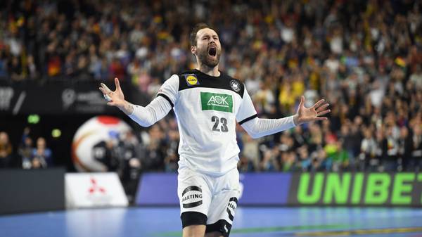 Germany's Steffen Faeth reacts during the IHF Men's World Championship 2019 Group I handball match between Germany and Iceland at the Lanxess arena in Cologne, on January 19, 2019. (Photo by Patrik STOLLARZ / AFP)        (Photo credit should read PATRIK STOLLARZ/AFP via Getty Images)