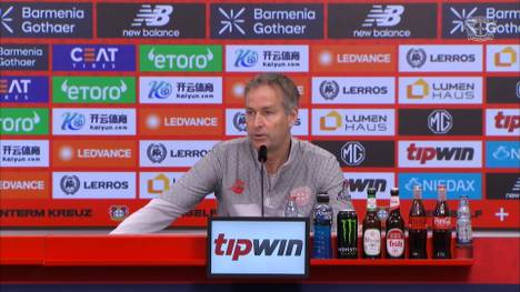 Auf der Spieltagspressekonferenz bestätigt Leverkusen-Coach Kasper Hjulmand das Saison-Aus von Stürmer Martin Terrier. 