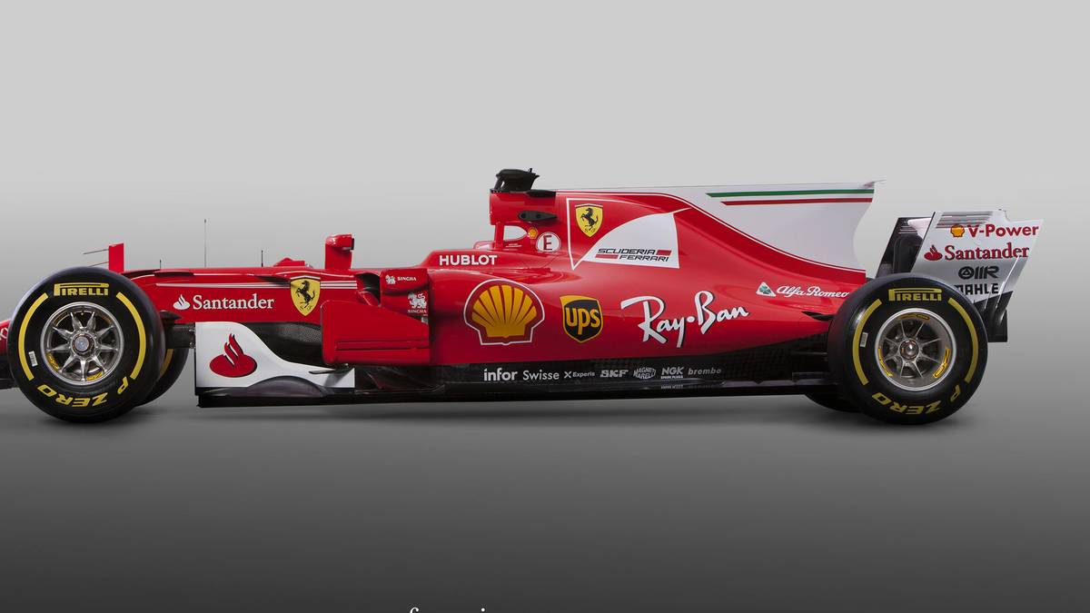 Die riesige, weiß lackierte Finne ist der große Unterschied zum Auto des Weltmeisterteams. Und: Bis auf das "Segel" ist der Bolide - wie sollte es anders sein - in traditionell knalligem Rot gehalten