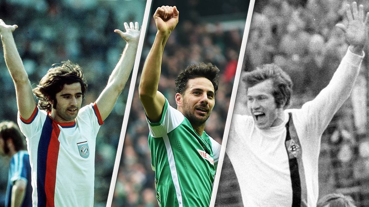 Claudio Pizarro (M.) hat es vollbracht. Seit dem 27. Spieltag ist der Peruaner bei Werder Bremen zusammen mit Marco Bode bester Bundesliga-Torschütze. SPORT1 zeigt die besten Ballermänner aller derzeitigen Bundesliga-Klubs