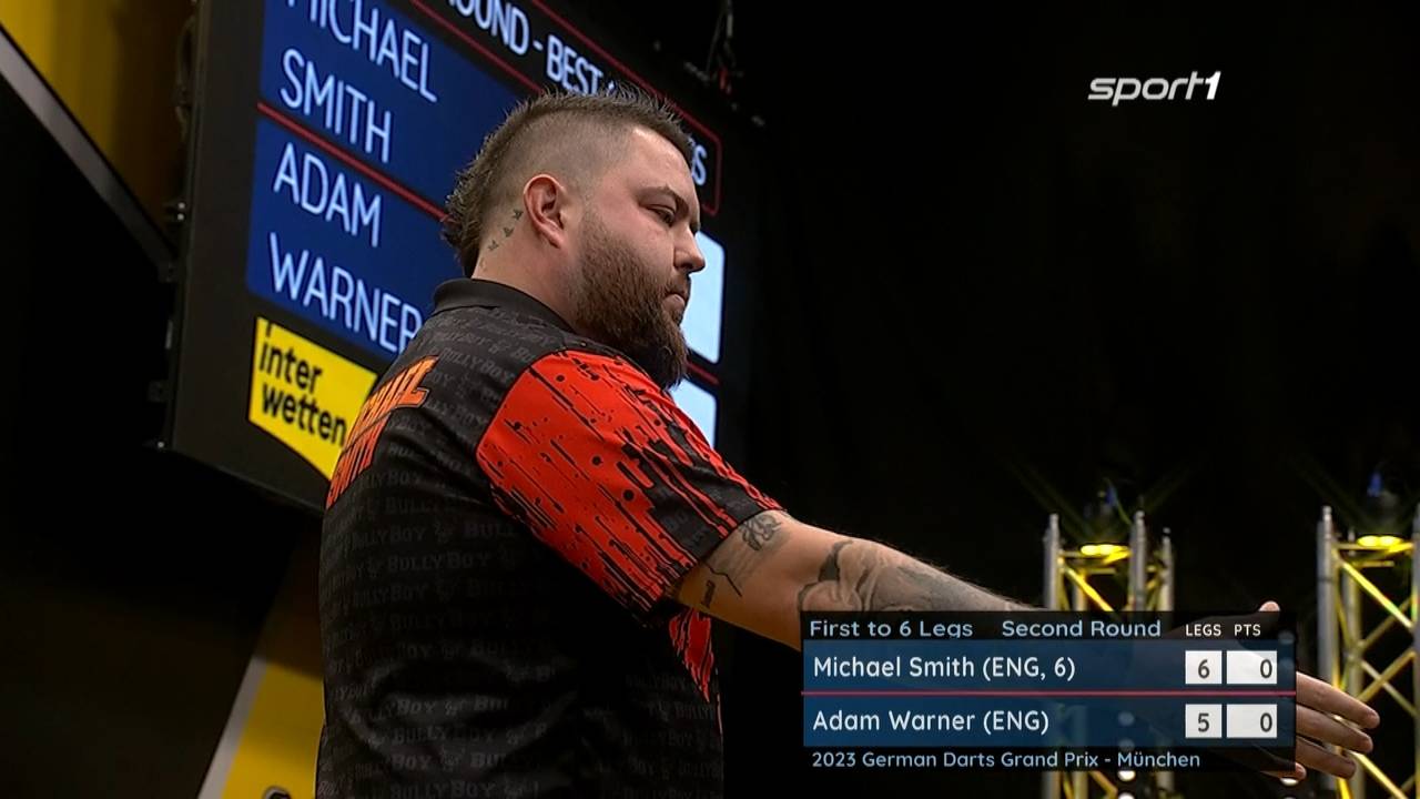German Darts Grand Prix: Michael Smith besiegt Adam Warner mit 6:5