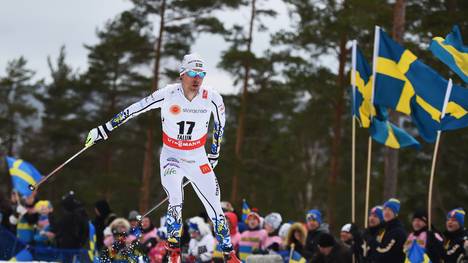 Johann Olsson bei der Entscheidung über 15km bei der nordischen Ski-WM in Falun