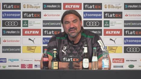 Nach dem gelungenen Saisonauftakt sitzt Gladbach-Trainer Daniel Farke entspannt in der Pressekonferenz zum anstehenden Spiel gegen Hertha BSC, als sich plötzlich Plea in den Raum verirrt. 