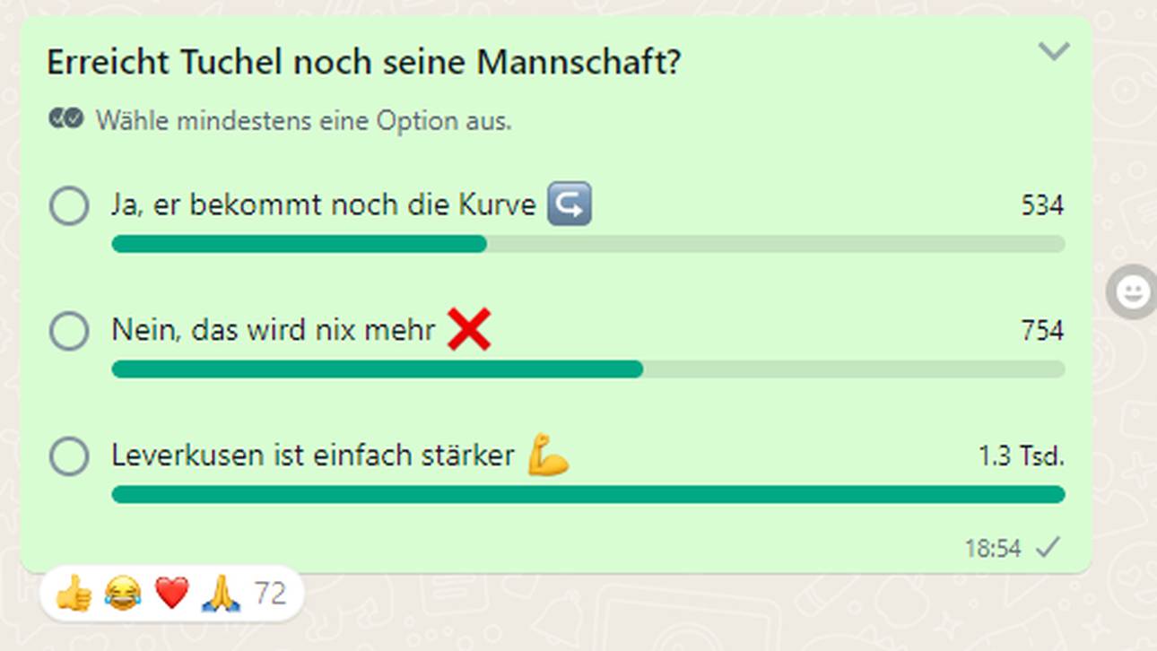 WhatsApp-Umfrage zu Thomas Tuchel