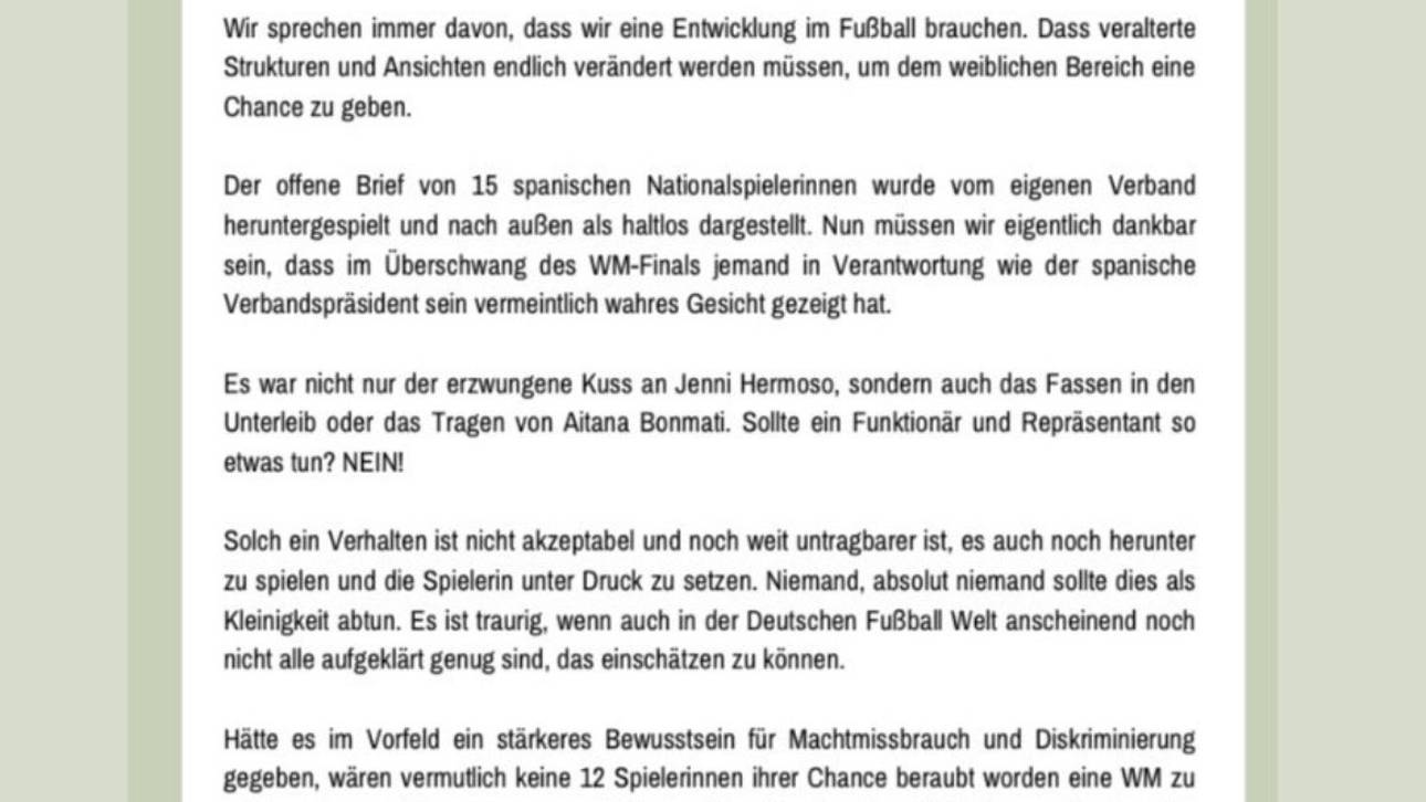 Die DFB-Frauen positionieren sich klar