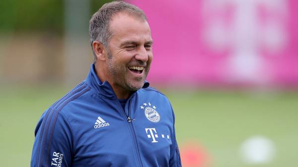 MUNICH, GERMANY - JULY 08: Hansi Flick, assistant coach of FC Bayern Muenchen, smiles during a training session on July 08, 2019 in Munich, Germany. The team of FC Bayern Muenchen is back in training, preparing for the next Bundesliga season that will kick of on August 16, 2019. (Photo by Alexander Hassenstein/Bongarts/Getty Images)