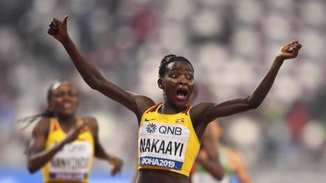 Sie konnte es selbst kaum glauben: Halimah Nakaayi gewinnt bei der Leichtathletik-WM in Doha das Finale über 800 Meter