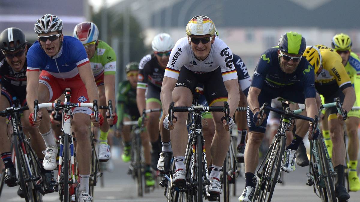 Bei der Deutschen Meisterschaft zeigte sich aber das Problem für Greipel (M.): Wird es etwas steiler, bekommt er Probleme. Dass unebene Terrain liegt dem sechsmaligen Tour-Etappensieger nicht. Greipel muss in der noch flachen erste Woche ausreichend Punkte einfahren