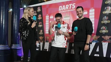 Damon Heta reagiert im SPORT1-Siegerinterview massiv erleichtert. Gegen den Schweizer Stefan Bellmont musste der Australier in den Entscheidungssatz. 