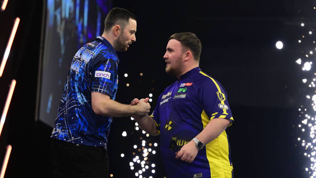 Luke Humphries (l.) und Luke Littler (r.) könnten im Finale aufeinandertreffen