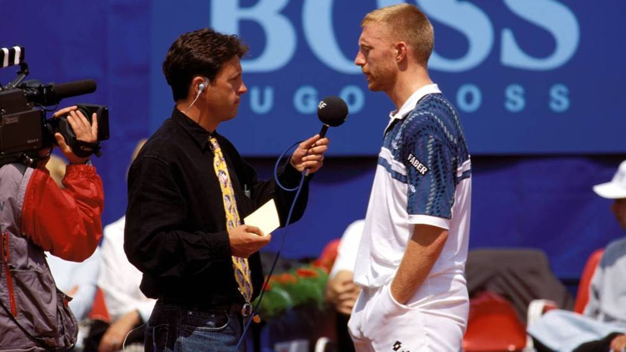 Boris Becker in Monte Carlo bei einem Interview mit dem damaligen DSF-Reporter Herbert Steffe