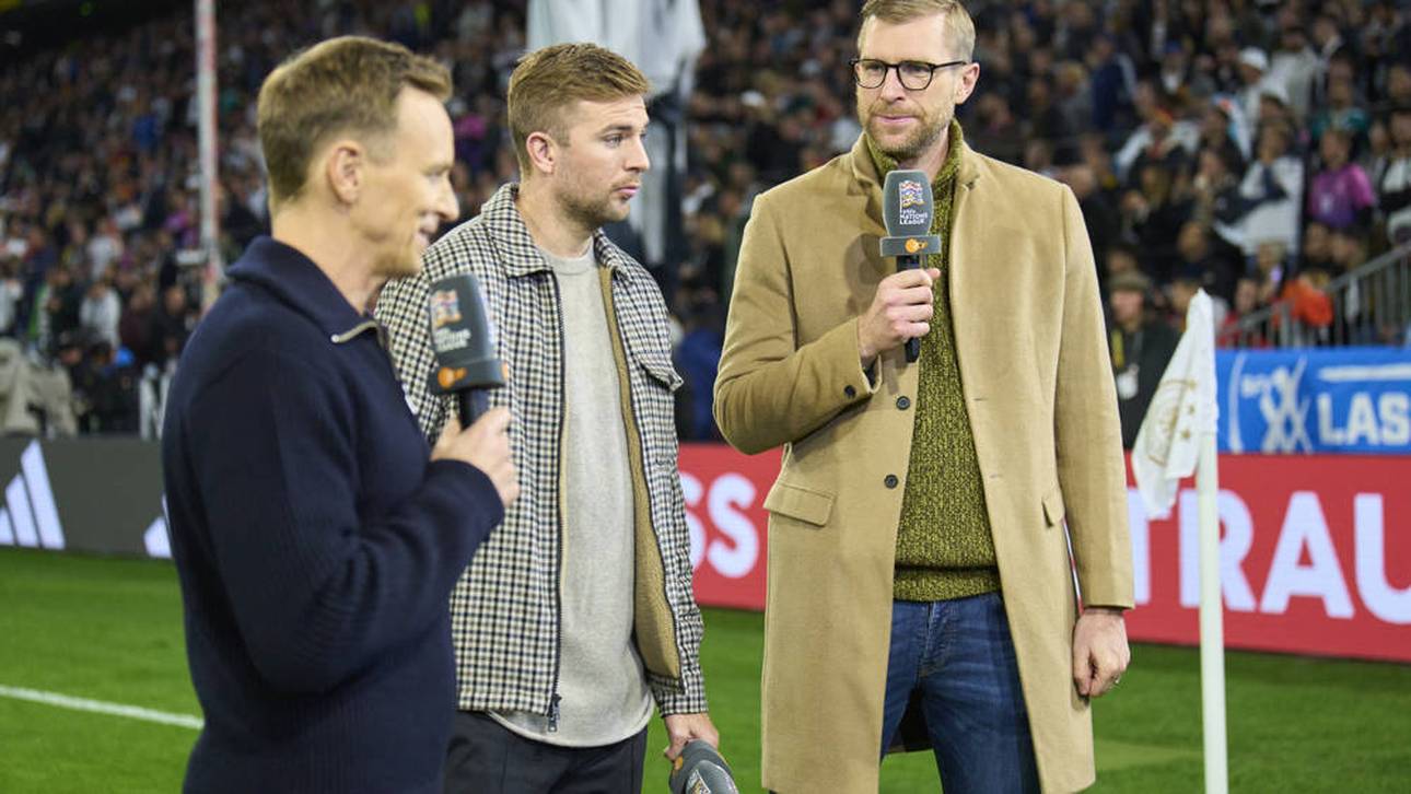 Per Mertesacker (r.) und Christoph Kramer (Mitte) sind oft zusammen für das ZDF im Einsatz