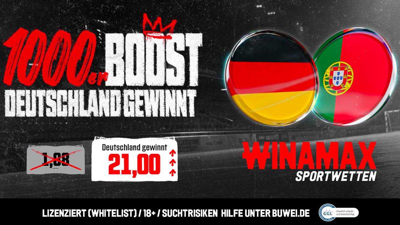 Deutschland vs Portugal Quotenboost: Winamax erhöht die Deutschland-Sieg-Quote auf 21,00!