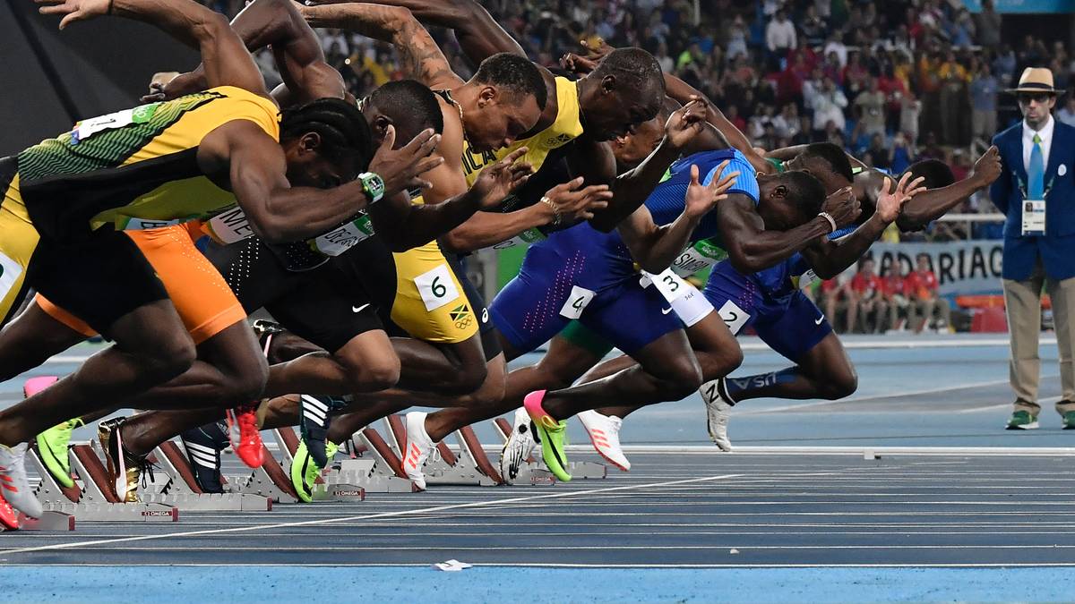 Bolt erwischt wie so oft einen miesen Start und hat die zweitschlechteste Reaktionszeit