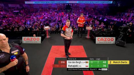 Dimitri Van den Berg steht bei der Darts-WM in der nächsten Runde. Auch der Pole Krzysztof Ratajski kann den "Dreammaker" nicht aus der Ruhe bringen.