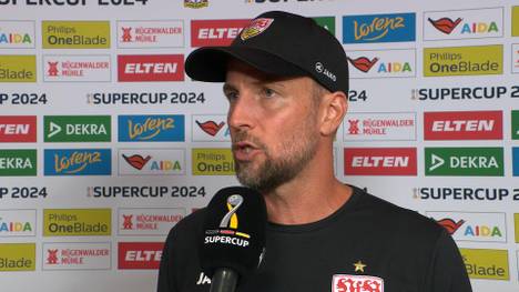 Nach der Supercup-Niederlage gerät Stuttgarts Trainer Sebastian Hoeneß mit Florian Wirtz aneinander und wird von Granit Xhaka beruhigt. Im Anschluss äußert sich der Coach dazu.