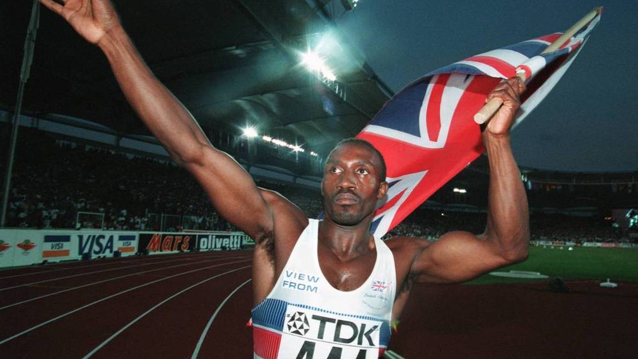 Linford Christie bei der Leichtathletik-WM 1993 in Stuttgart