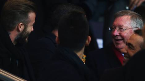 Auf der Tribüne herrschte gute Stimmung zwischen David Beckham und Sir Alex Ferguson.